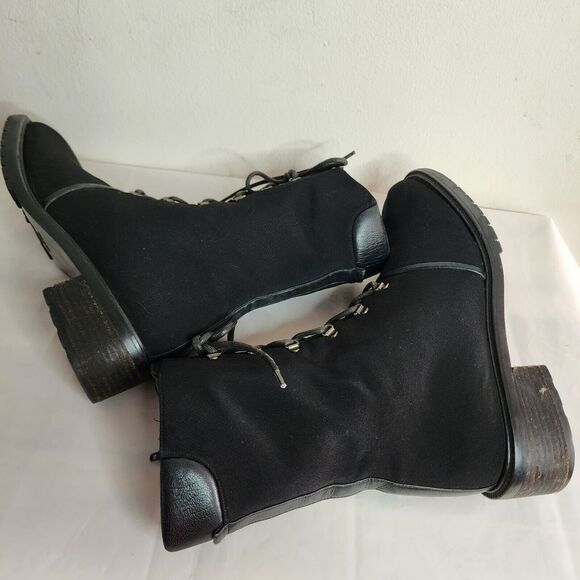 Stuart Weitzman Woman's Lace Up Combat Boots Black Size 9.5B Shoes Side Zip up - Picture 6 of 14